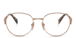 Shop PRADA Round Eyeglasses in Rose Gold online.