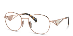 Shop PRADA Round Eyeglasses in Rose Gold online.