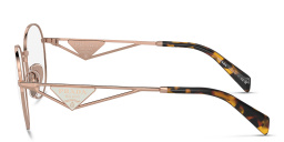 Shop PRADA Round Eyeglasses in Rose Gold online.