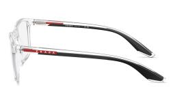 Shop Prada Linea Rossa Logo Pillow Eyeglasses in Clear online.