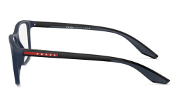 Shop Prada Linea Rossa Wide Pillow Eyeglasses in Blue Rubber online.