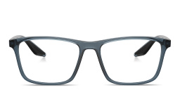 Prada Linea Rossa Wide Pillow Eyeglasses in Transparent Blue – Product Photo 1