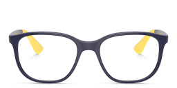 Ray-Ban Junior Kids Square Eyeglasses in Dark Blue On Yellow – Product Photo 1