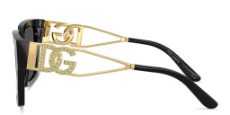 Shop Dolce & Gabbana Rhinestone DG Logo Square Sunglasses in Black online.