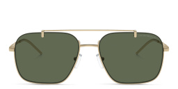 Emporio Armani Logo Half-Rim Rectangle Sunglasses in Shiny Pale Gold – Product Photo 1