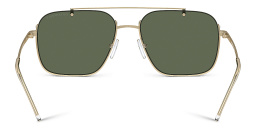 Shop Emporio Armani Half-Rim Rectangle Sunglasses in Shiny Pale Gold online.