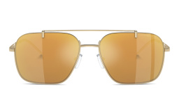 Emporio Armani Logo Half-Rim Rectangle Sunglasses in Gold – Product Photo 1