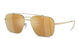 Emporio Armani Logo Half-Rim Rectangle Sunglasses in Gold – Product Photo 2