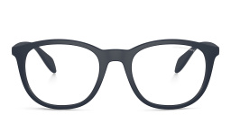 Shop Emporio Armani Clip-On Round Eyeglasses in Blue online.