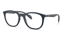 Shop Emporio Armani Clip-On Round Eyeglasses in Blue online.