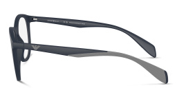 Shop Emporio Armani Clip-On Round Eyeglasses in Blue online.