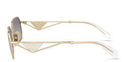 PRADA Triangle Logo Irregular Sunglasses in Gold – Product Photo 3