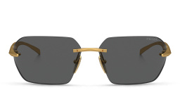 PRADA Rimless Wide Irregular Sunglasses in Satin Yellow Gold – Product Photo 1