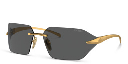 Shop PRADA Rimless Wide Irregular Sunglasses in Satin Yellow Gold online.
