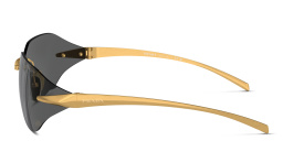 Shop PRADA Rimless Wide Irregular Sunglasses in Satin Yellow Gold online.