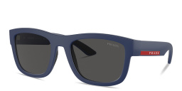 Shop Prada Linea Rossa Square Sunglasses in Blue online.