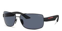 Shop Prada Linea Rossa Logo Signature Wide Pillow Sunglasses in Matte Black online.