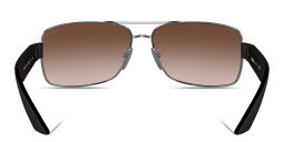Shop Prada Linea Rossa Wide Rectangle Sunglasses in Gunmetal online.