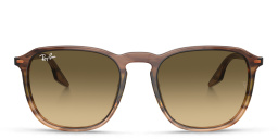 Ray-Ban Embossed Logo Unisex Square Sunglasses in Striped Brown & Green – Product Photo 1