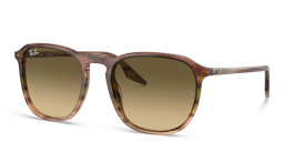 Shop Ray-Ban Unisex Square Sunglasses in Striped Brown & Green online.