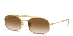 Shop Ray-Ban Unisex Oval Sunglasses in Gold online.