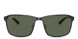 Ray-Ban Unisex Square Sunglasses in Black On Silver – Product Photo 1