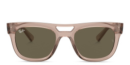 Shop Ray-Ban Phil Unisex Square Sunglasses in Transparent light brown online.