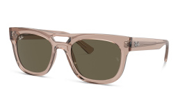 Shop Ray-Ban Phil Unisex Square Sunglasses in Transparent light brown online.