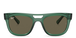 Shop Ray-Ban Phil Unisex Square Sunglasses in Transparent Green online.