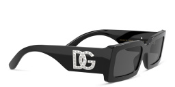 Shop Dolce & Gabbana Rectangle Sunglasses in Black online.