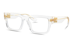 MIU MIU Vertical Logo Rectangle Eyeglasses in Clear – Product Photo 2