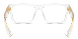 Shop MIU MIU Vertical Logo Rectangle Eyeglasses in Crystal Clear online.