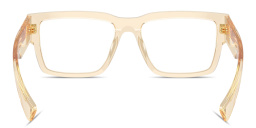 Shop MIU MIU Vertical Logo Rectangle Eyeglasses in Transparent Sand online.