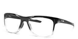 Shop Oakley Wide Rectangle Eyeglasses in Polished Black Fade online.