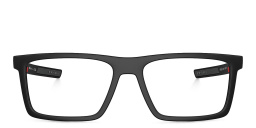 Shop Prada Linea Rossa Wide Rectangle Eyeglasses in Matte Black online.