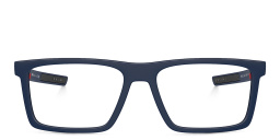 Shop Prada Linea Rossa Wide Rectangle Eyeglasses in Matte Blue online.