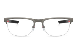 Prada Linea Rossa Half-Rim Wide Rectangle Eyeglasses in Matte Grey – Product Photo 1