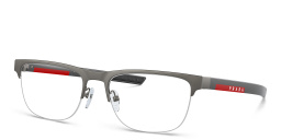 Prada Linea Rossa Half-Rim Wide Rectangle Eyeglasses in Matte Grey – Product Photo 2