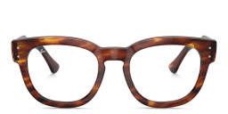 Shop Ray-Ban Mega Hawkeye Unisex Square Eyeglasses in Striped Havana online.
