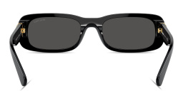 Shop MIU MIU Vertical Logo Rectangle Sunglasses in Black online.