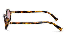 Shop MIU MIU Oval Sunglasses in Havana online.