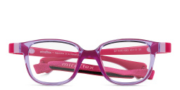 Mira Flex Logo Kids Square Eyeglasses in Purple – Product Photo 1