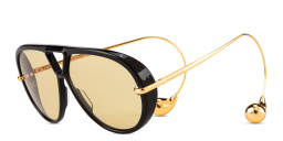 Shop BOTTEGA VENETA Drop Wide Aviator Sunglasses in Black online.