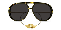 BOTTEGA VENETA Drop Wide Aviator Sunglasses in Havana – Product Photo 1