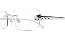 Shop Cartier Panthère de Cartier Unisex Rimless Wide Irregular Eyeglasses in Silver online.