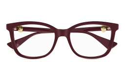 Shop Cartier C' de Cartier Wide Square Eyeglasses in Burgundy online.