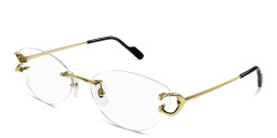 Shop Cartier C de Cartier Rimless Wide Cat-Eye Eyeglasses in Gold online.