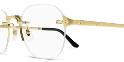Shop Cartier Santos de Cartier Rimless Round Eyeglasses in Gold online.