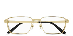 Shop Cartier Santos de Cartier Wide Rectangle Eyeglasses in Gold online.