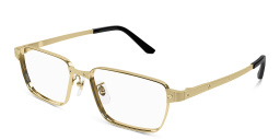 Shop Cartier Santos de Cartier Wide Rectangle Eyeglasses in Gold online.